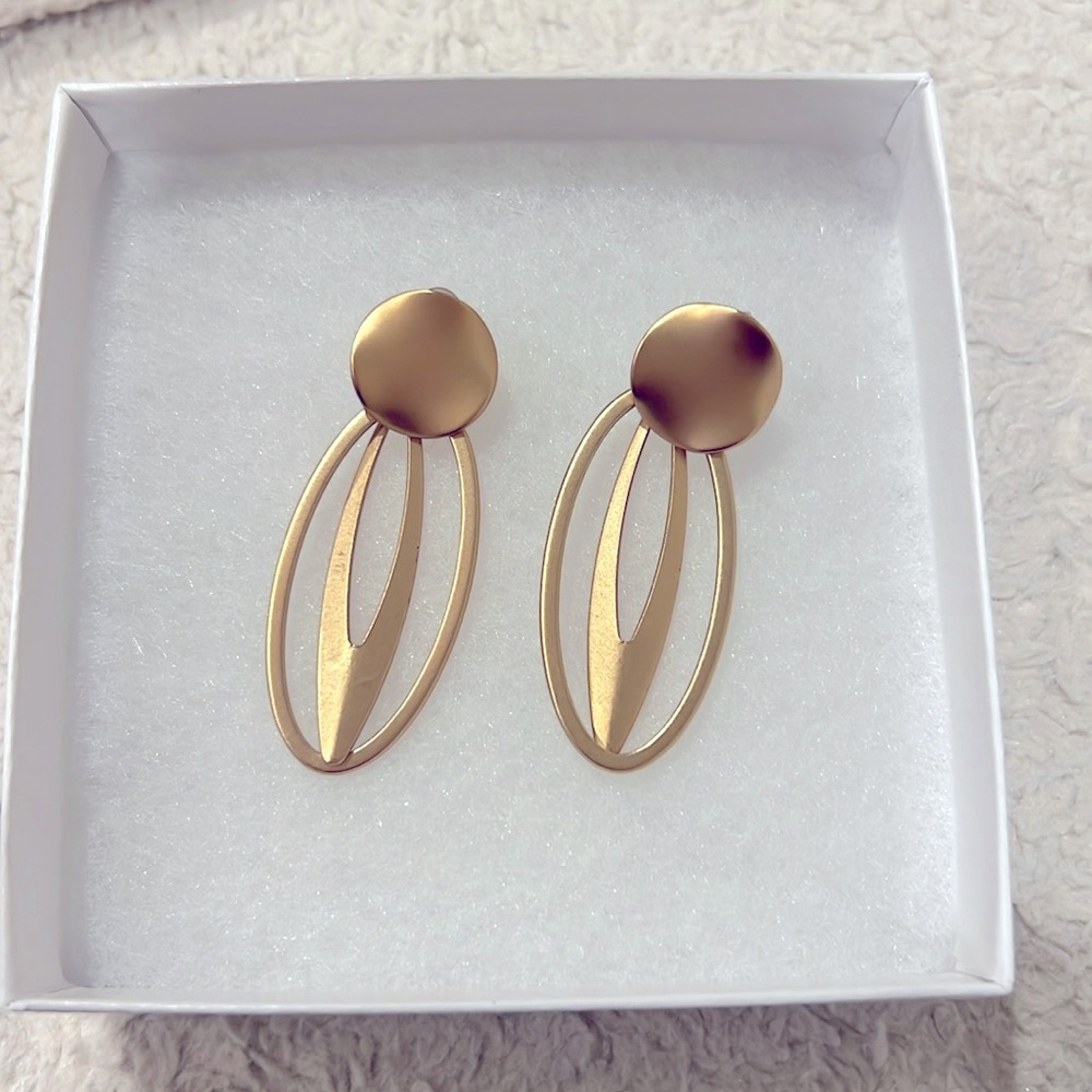 New in Box Dangling Goldtone Earrings
